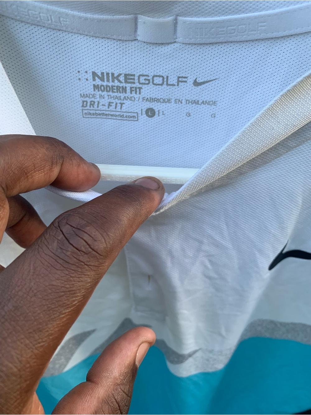 Nike Men’s Golf Polo White with Teal and Gray Accents